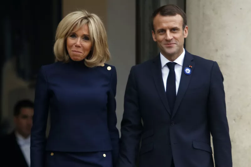 French President Emmanuel Macron Receives U.S President Donald Trump At Elysee Palace In Paris