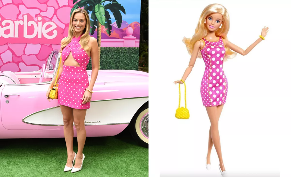 Margot Robbie replica looks de muñecas Barbie icónicas para la gira de prensa de Barbie.