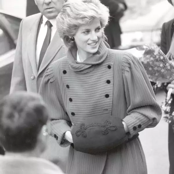 Princess Diana Of Wales February 1986 Princess Diana With Hand Muff Against Cold On Visit To Brixton Today. ...royalty