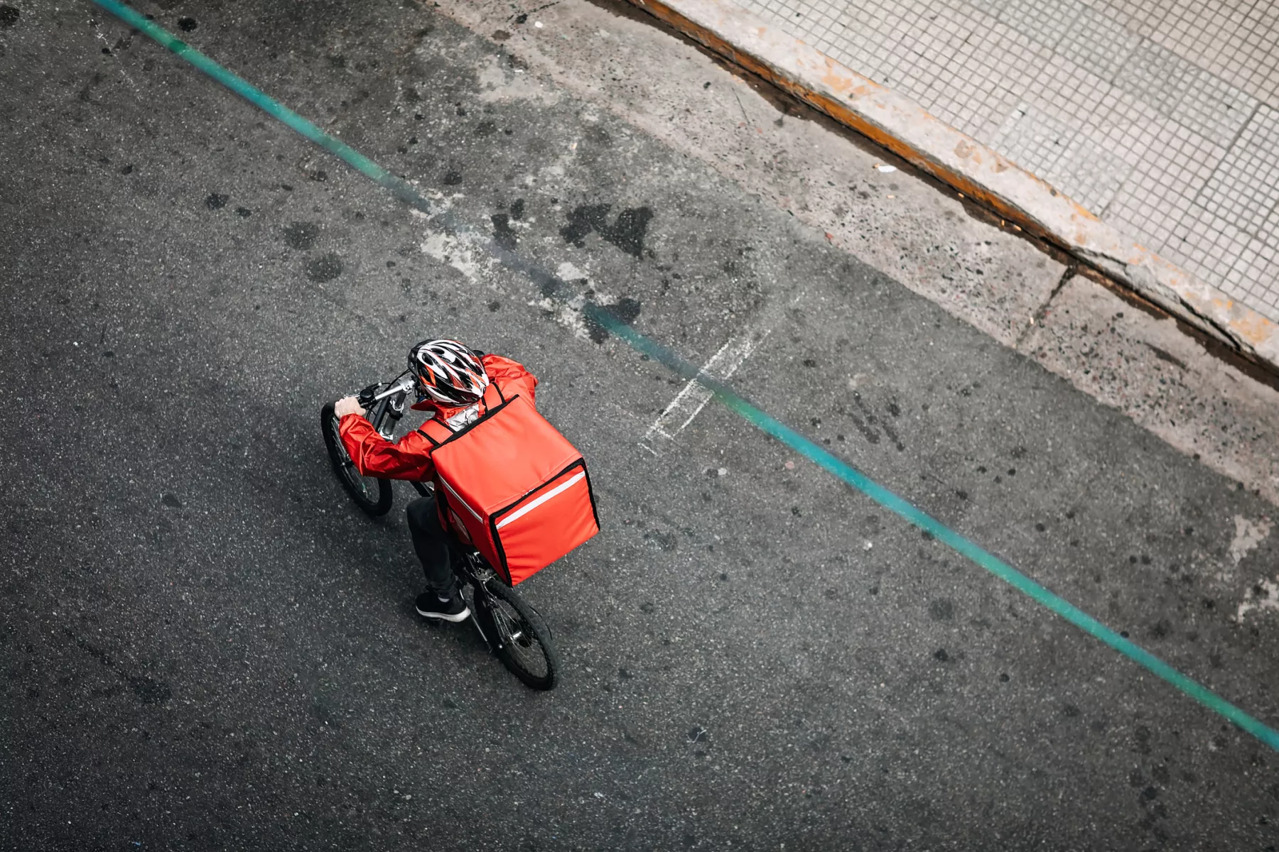Delivering Food on Bicycle In City