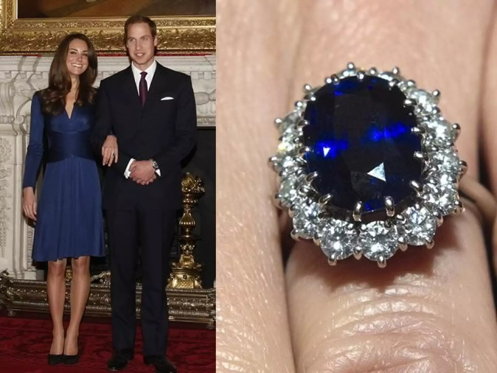 El príncipe Guillermo le dio a su prometida, Kate Middleton, el anillo de compromiso que su padre, el príncipe Carlos, le diera alguna vez a la difunta Lady Di. Es un zafiro de 18 kilates rodeado de diamantes.