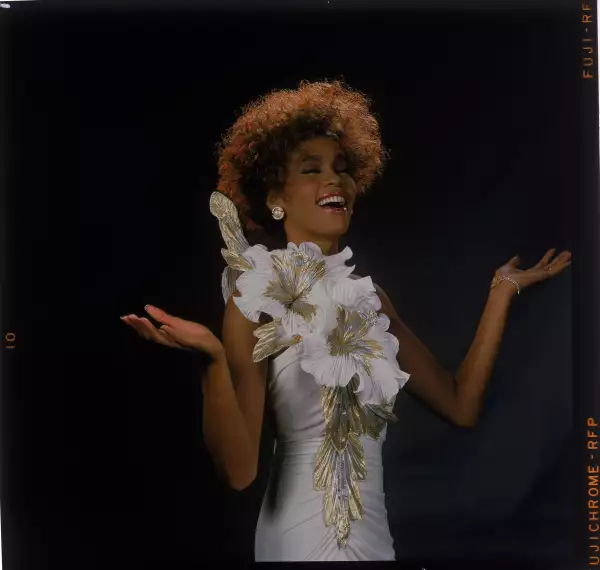 Singer Whitney Houston performing