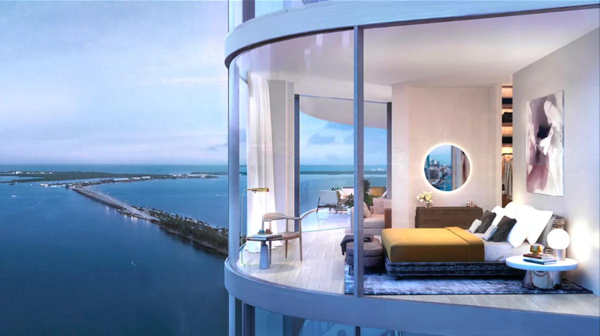 La vista de uno de los penthouses de Una Residences, con los cristales de piso a techo.