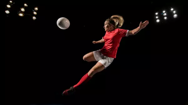 Soccer player kicking