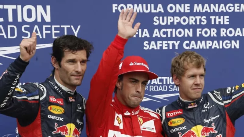 Webber Alonso y Vettel