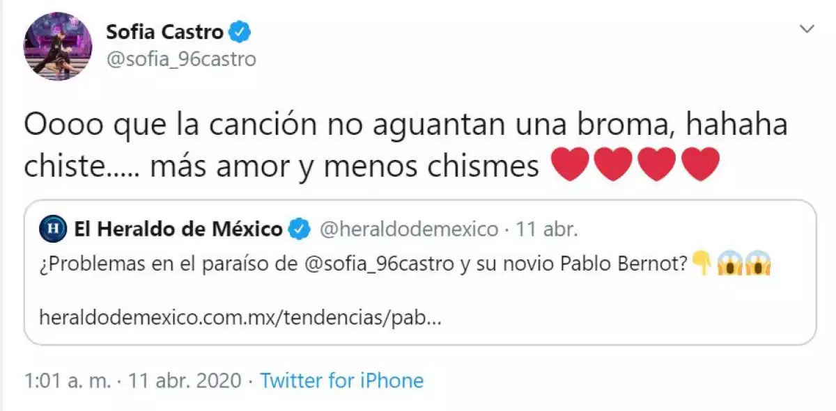 Twitter de Sofía Castro