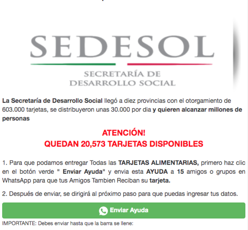 El programa es anunciado por la Secretaría de Desarrollo Social, dependencia que desapareció al iniciar el Gobierno de Andrés Manuel López Obrador. Imagen: Internet