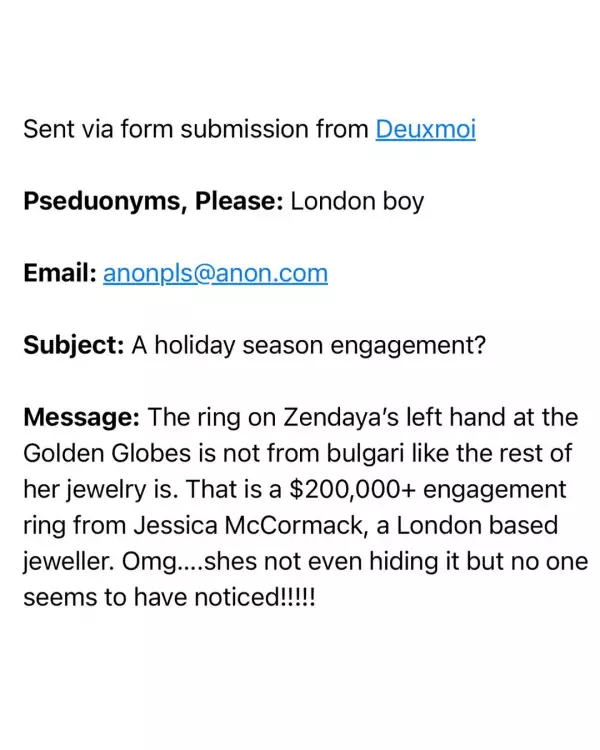 Zendaya anillo de compromiso