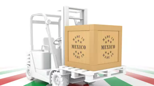Forklift Truck with Mexico Flag Color. Made in Mexico.