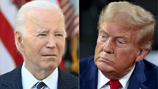 Esta combinación de imágenes creadas el 7 de noviembre de 2024 muestra que el presidente de los Estados Unidos, Joe Biden (L), se dirige a la nación desde el Rose Garden de la Casa Blanca en Washington, DC, el 7 de noviembre de 2024, después de que Donald Trump ganara las elecciones presidenciales, y el ex presidente de los Estados Unidos y candidato presidencial republicano Donald Trump (R) asiste a una reunión del ayuntamiento moderada por la gobernadora de Arkansas, Sarah Huckabee Sanders en el Centro Financiero Dort en Flint, Michigan, el 17 de septiembre de 2024. El presidente Joe Biden instó a los estadounidenses el 7 de noviembre de 2024 a bajar la temperatura política después de la aplastante victoria electoral de Donald Trump sobre Kamala Harris, diciendo en un discurso conciliador a la nación que garantizaría una transición pacífica del poder.