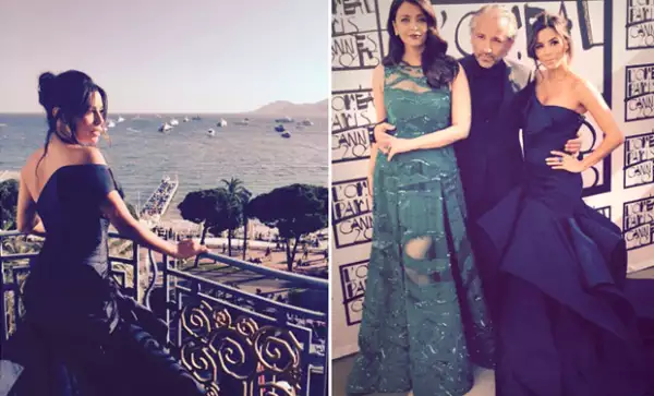 Un look que deslumbró a la red carpet, con su vestido azul zafiro.