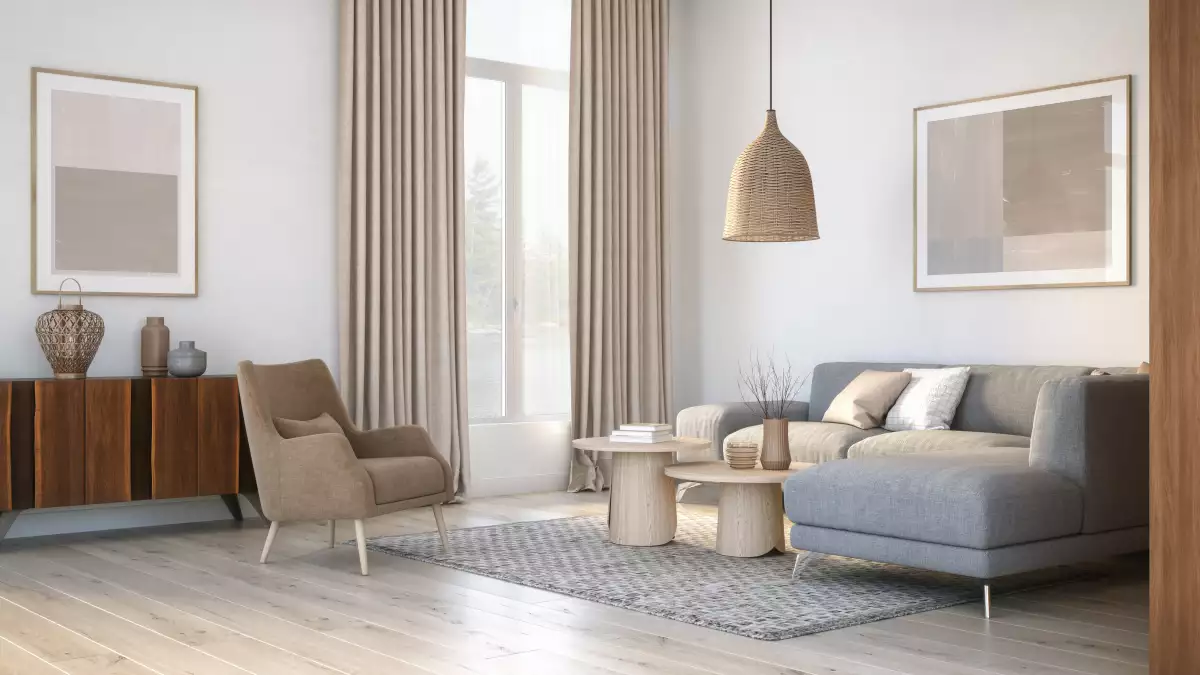 Modern scandinavian living room interior - 3d render