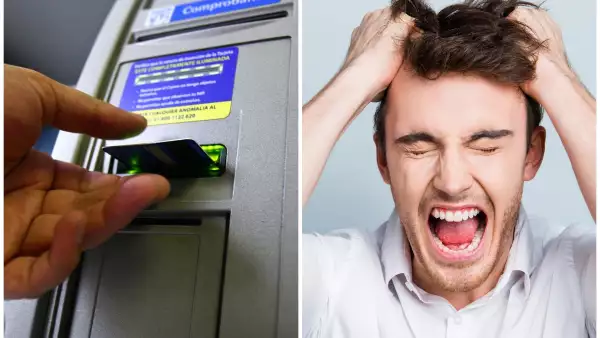 una persona inserta su tarjeta bancaro en cajero automático