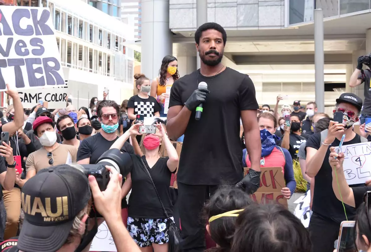 Michael B Jordan participates in Black Lives Matter protest, Century City, USA - 06 Jun 2020