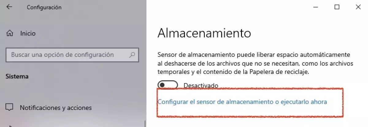sensor de almacenamiento