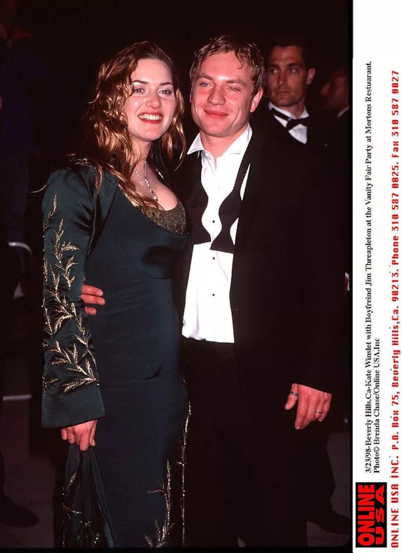 3/23/98- Beverly Hills,Ca Kate Winslet with Boyfreind Jim Threapleton at the Vanity Fair Party at Mo