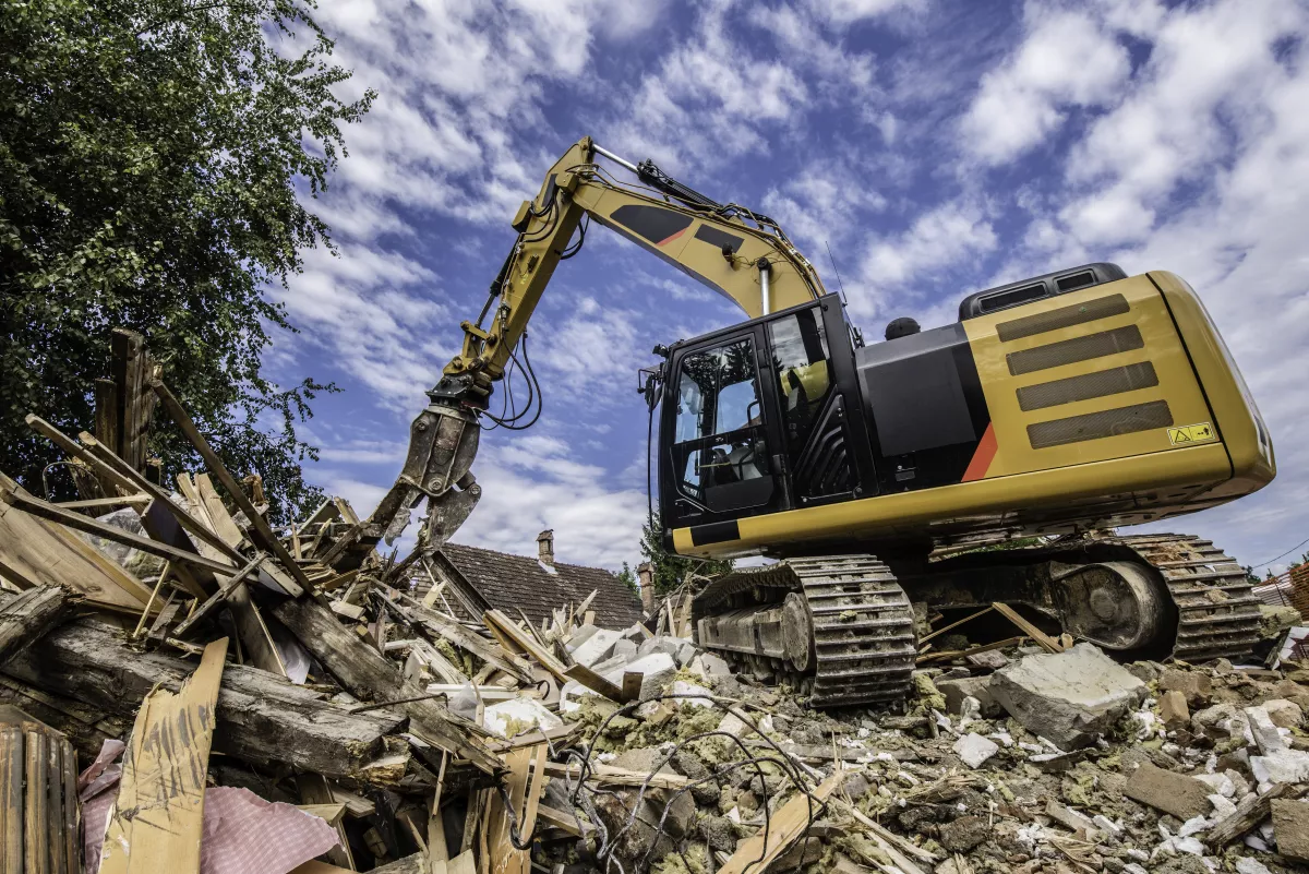 Demolishing building