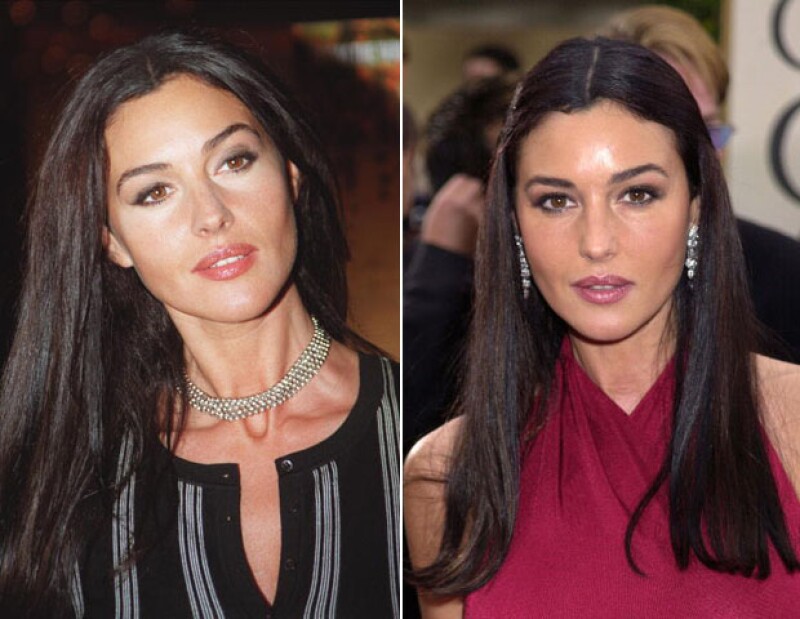 Monica Bellucci en red carpets de 2000 y 2001, respectivamente.