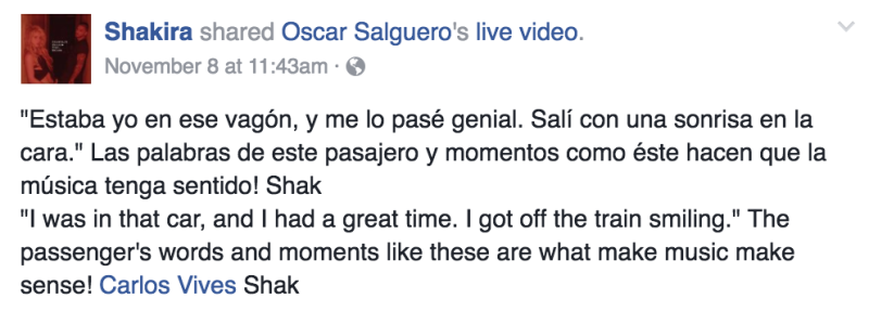 Shakira y Carlos Vives mandan mensaje