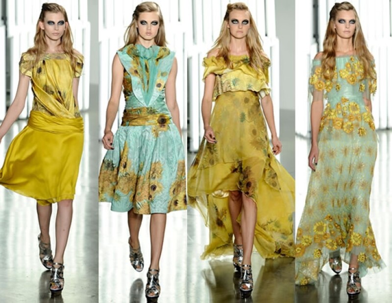 Motivos de flores se plasmaron en vestidos.