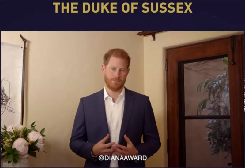 El príncipe Harry durante su aparición en los premios "Diana Awards 2021".