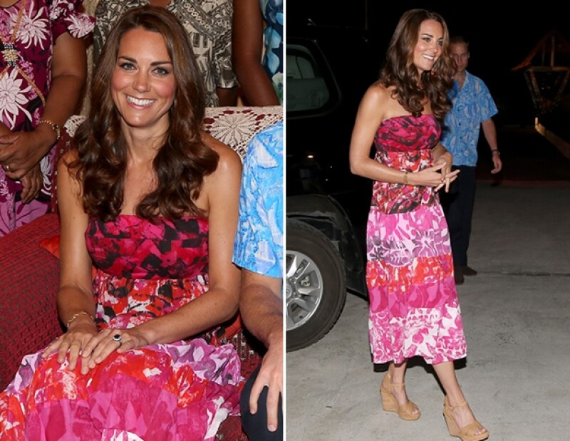 Kate Middleton utilizó este vestido rosa, originario de las Islas Cook, en lugar del atuendo correcto destinado para el evento en las Islas Salomón.