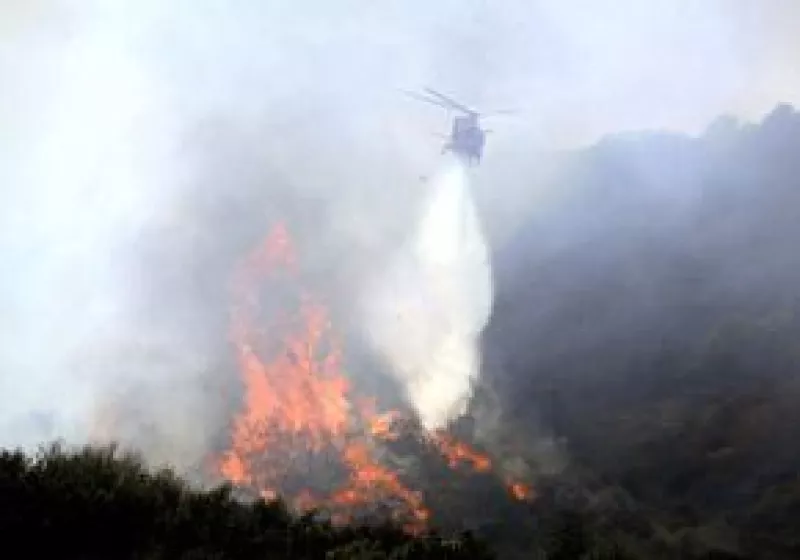 Entre 1,6 y 4 hectáreas de maleza en la avenida Getty Center Drive, en Los Ángeles, fueron consumidas por el incendio. Empleados y visitantes del centro tuvieron que abandonar el edificio.
