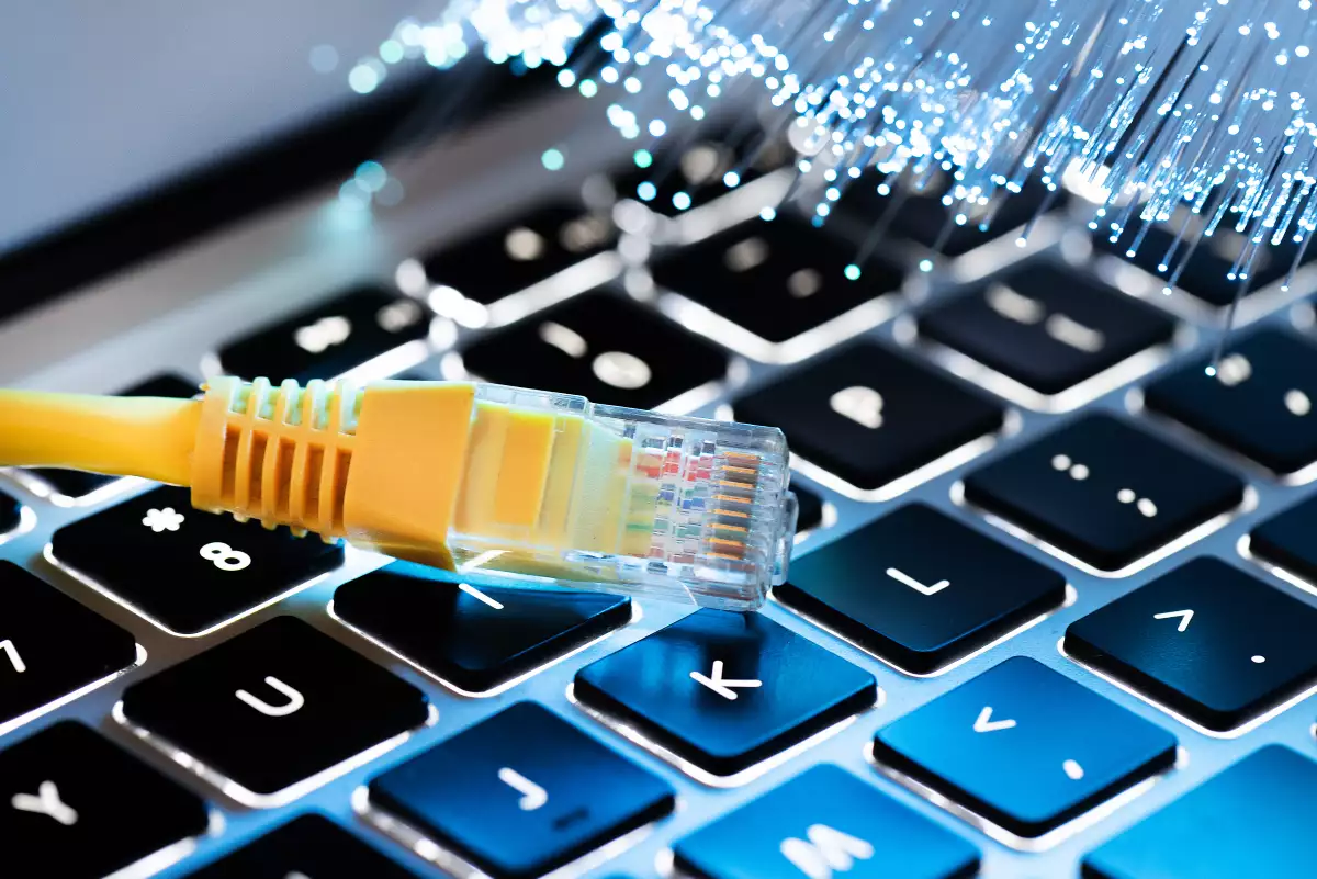 High speed fiber optic internet concept