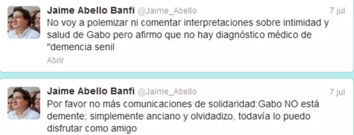 El director de la FNPI negó que el escritor colombiano padeciera dicha enfermedad, tal y como lo había confirmado su hermano.