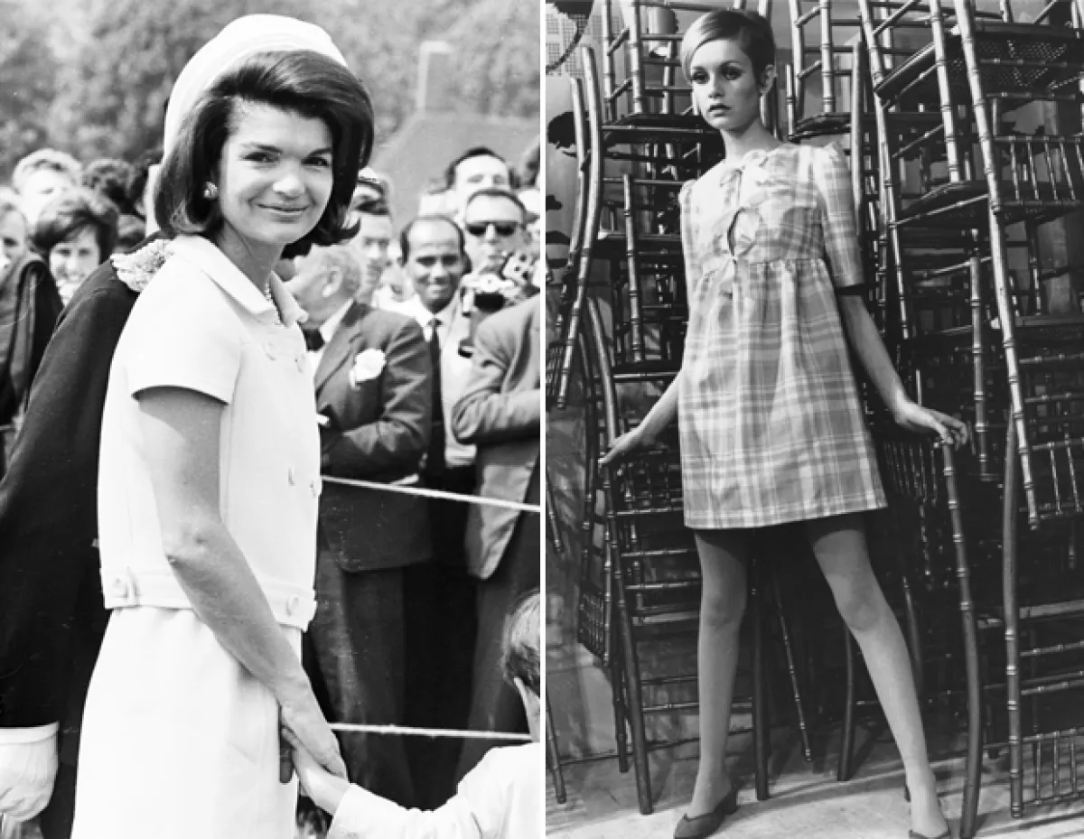 Jackie O y Twiggy representaron los años 60. Ambas muy diferentes pero llenas de estilo.