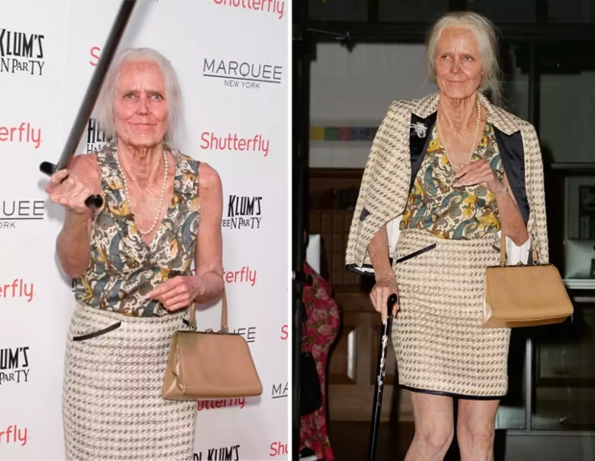 Bastón, bolsa pequeña, dientes amarillentos y más, fueron la clave del look.