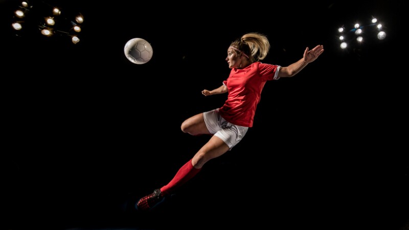 Soccer player kicking