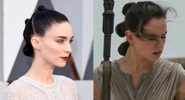 Varios compararon el peinado de Rooney Mara con el del personaje Rey, de Star Wars.