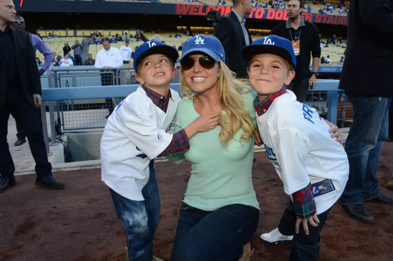 Britney Spears And Sons Visit Dodgers Stadium - April 17, 2013