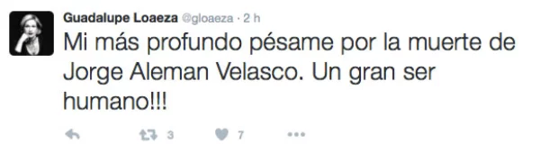 La periodista también lamentó la pérdida de Jorge Alemán Velasco.