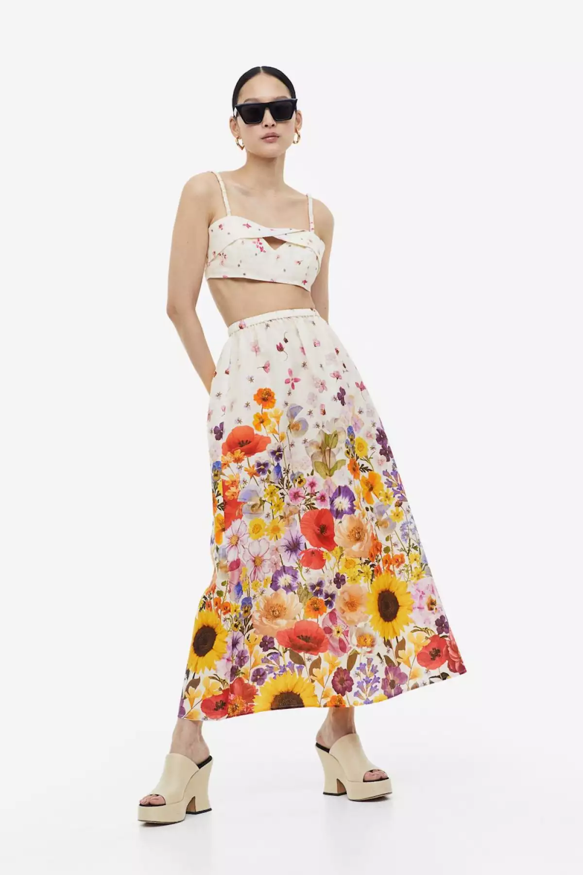 Falda con estampados florales en múltiples colores de H&M