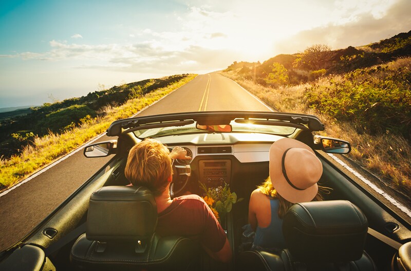 On the road.