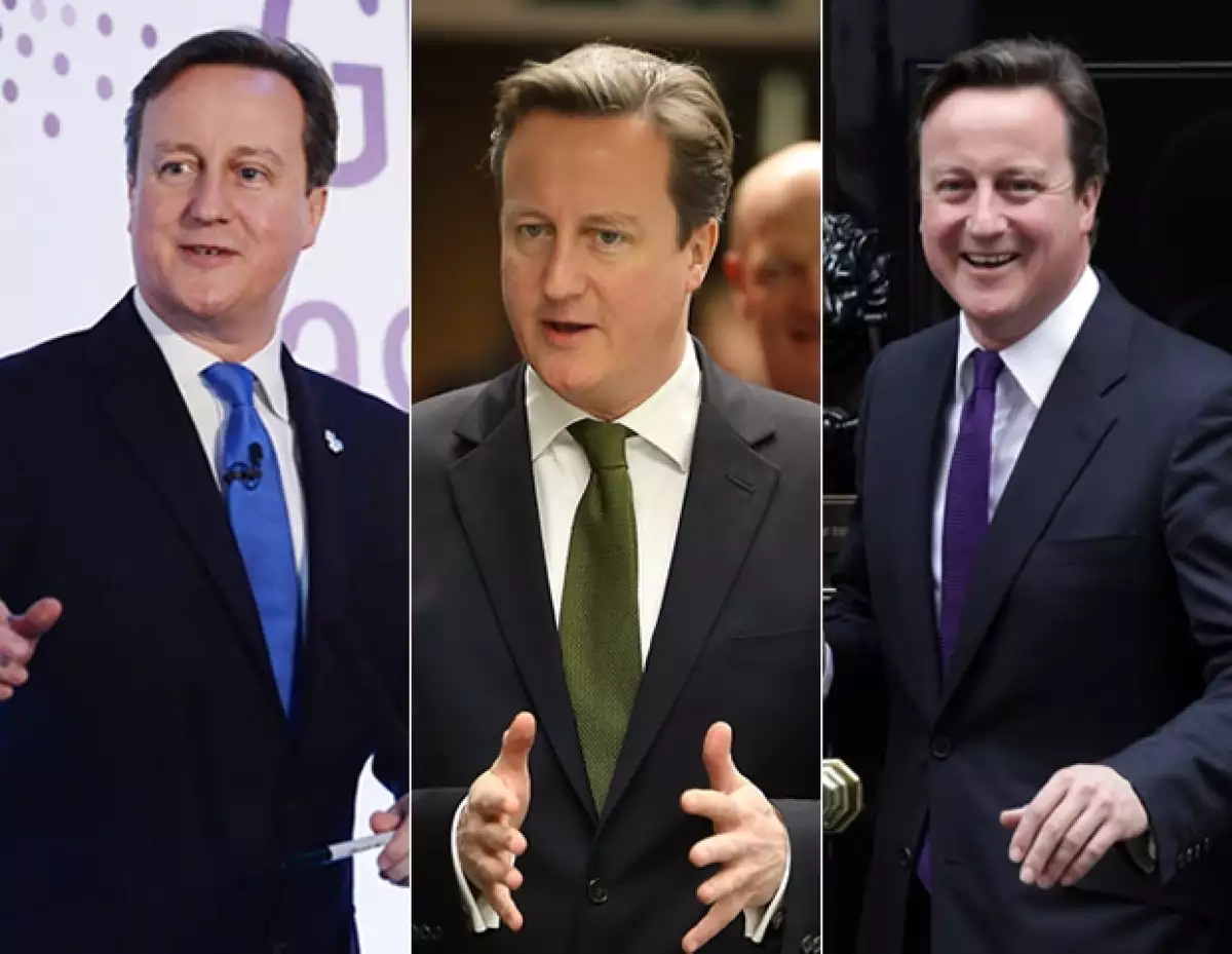El look de Cameron llama mucho la atención por el uso de corbatas coloridas que hace.