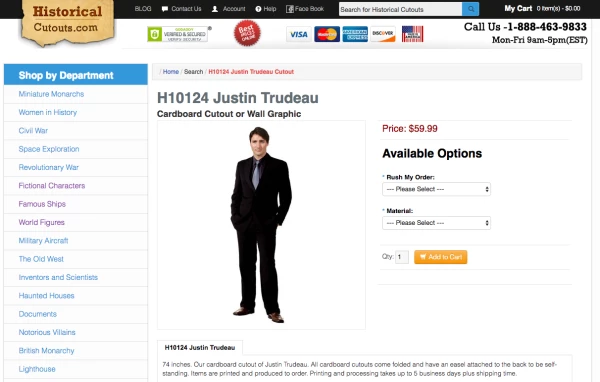 Cartón tamaño real de Justin Trudeau