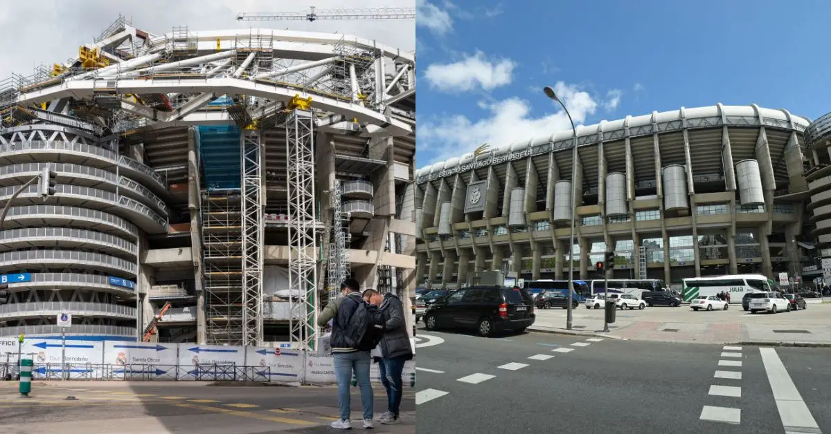 Antes y durante la remodelación del Santiago Bernabéu
