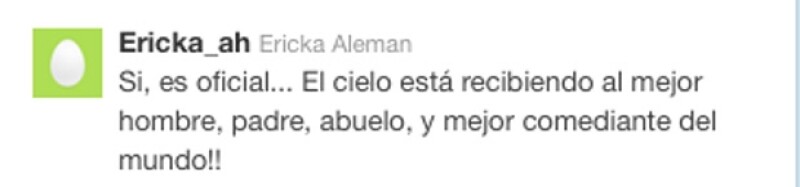 Este fue el mensaje con el que confirmó Ericka Alemán, nieta de Capulina, que su abuelito había muerto.