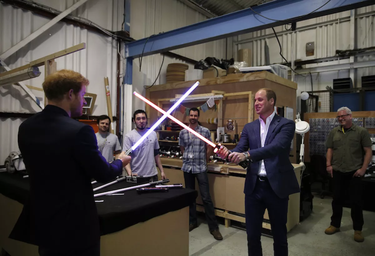 The Duke Of Cambridge And Prince Harry Visit The "Star Wars" Film Set