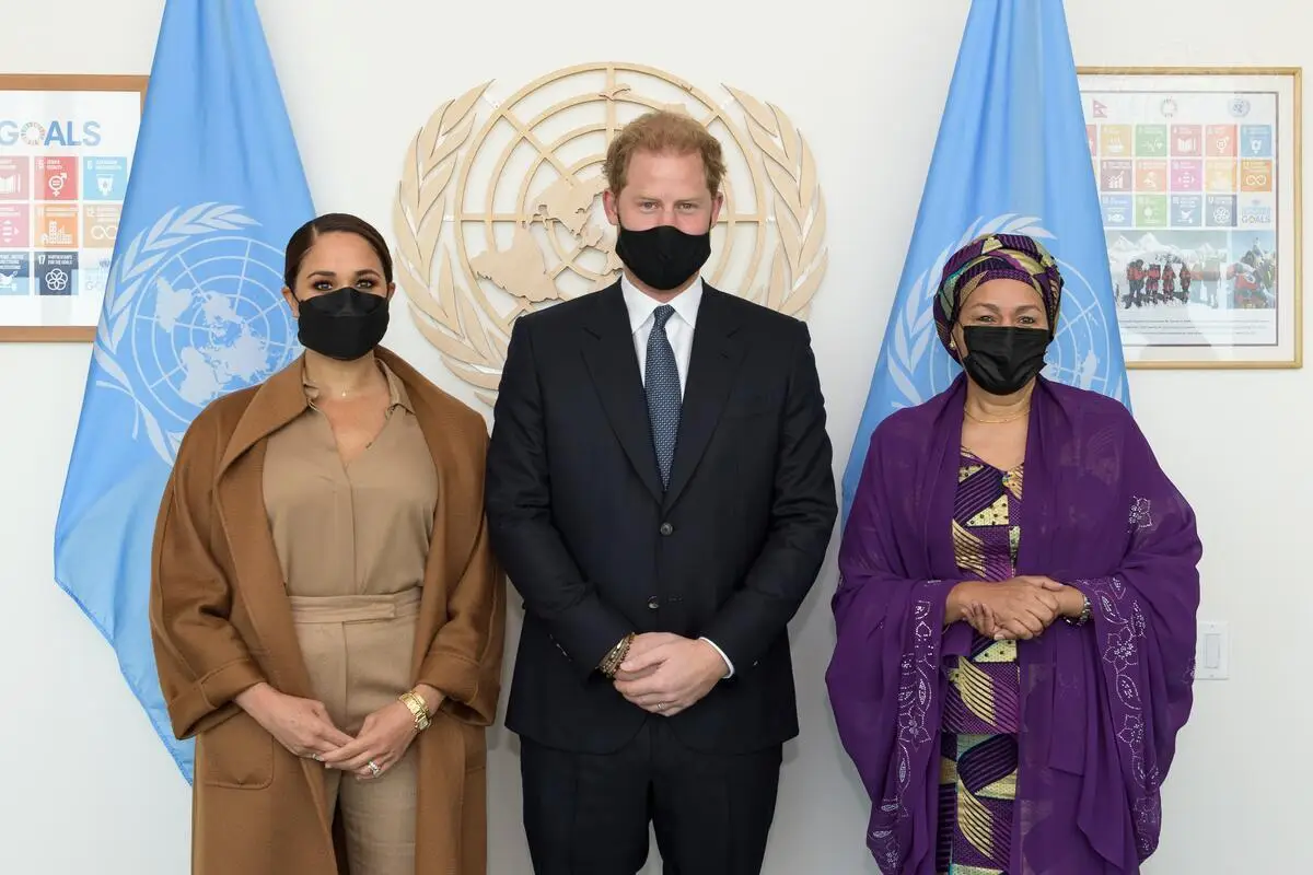 Harry, Meghan y Amina Mohammed