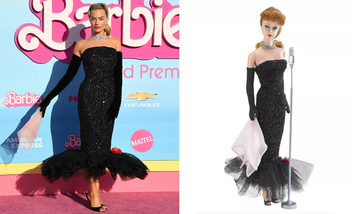 Margot Robbie replica looks de muñecas Barbie icónicas para la gira de prensa de Barbie.
