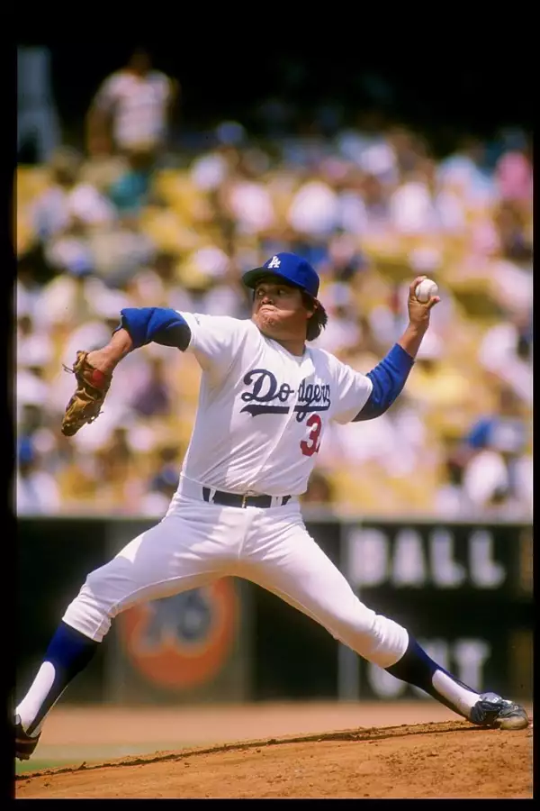 Foto de Fernando Valenzuela en un juego contra los Astros de Houston.