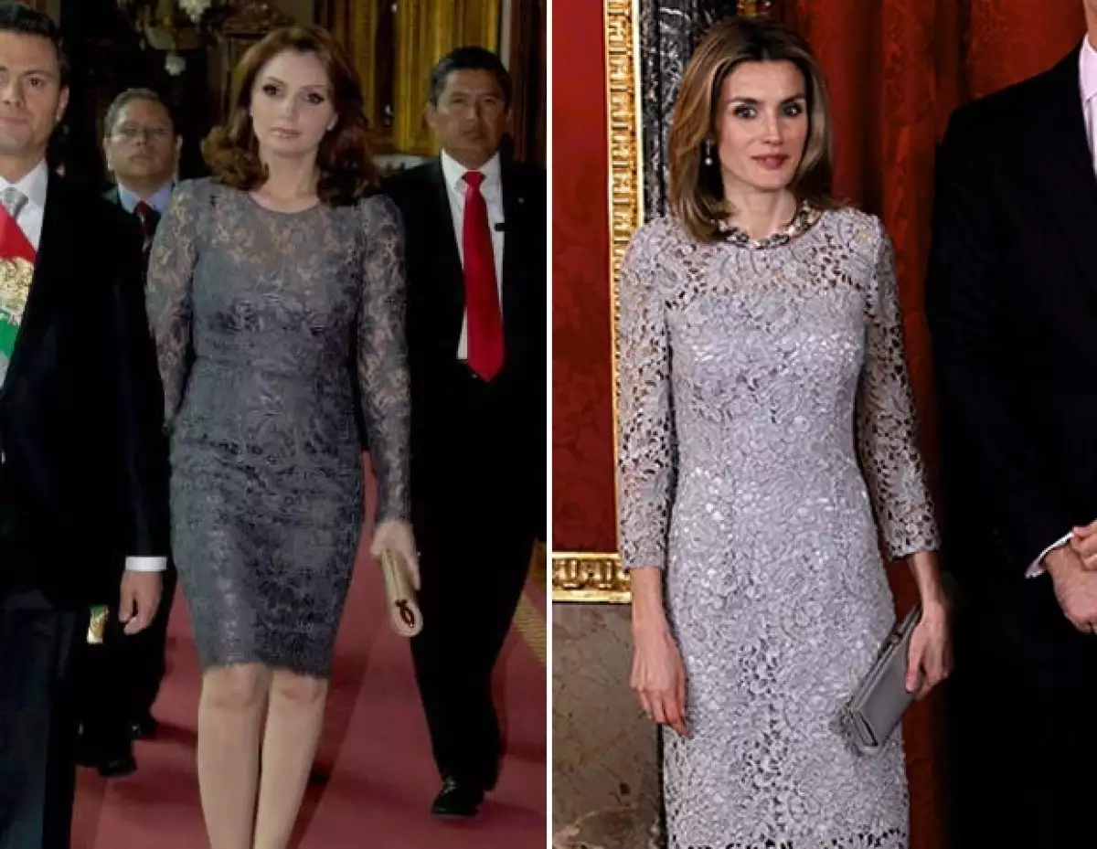 El vestido que `La Gaviota´usó para la toma de protesta de su marido, fue muy similar a uno que Letizia ha usado en dos ocasiones anteriores.