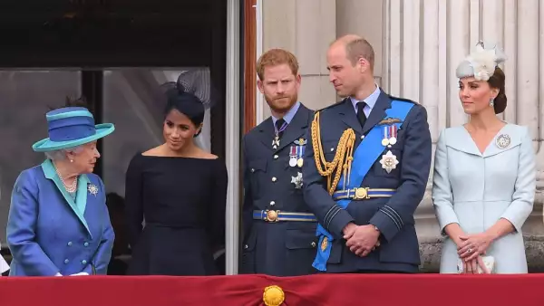 Reina Isabel II, Meghan Markle, príncipe Harry, príncipe William y Kate Middleton