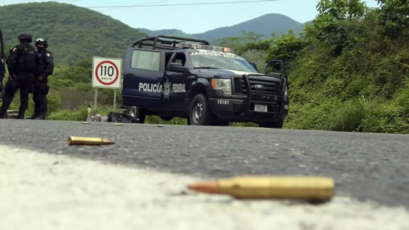 cartuchos tirados en la carretera