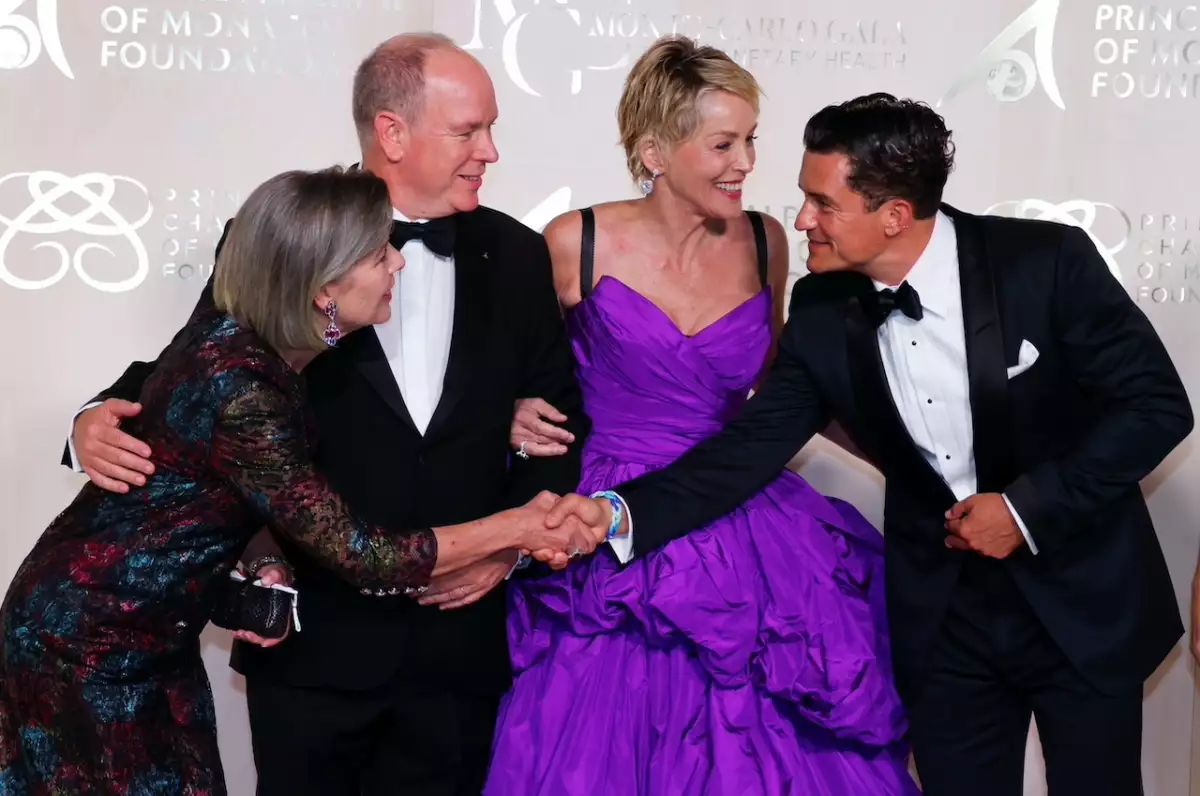 Princesa Carolina de Mónaco, príncipe Alberto de Mónaco, Sharon Stone y Orlando Bloom