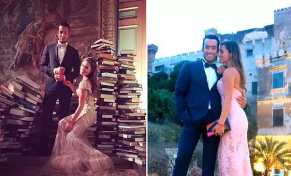 Pero también posó con Aarón a las afueras del castillo, lugar en donde al parecer se llevó a cabo el evento.